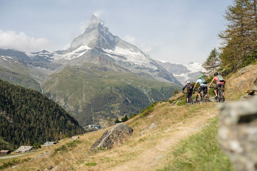 Impressive views of the mountains while biking in Zermatt